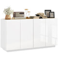 EasyComfort Credenza Moderna with Armadietti a 2 Ante, Chiusura Ammortizzata e Ripiani Regolabili, 140x40x75cm, white Lucido