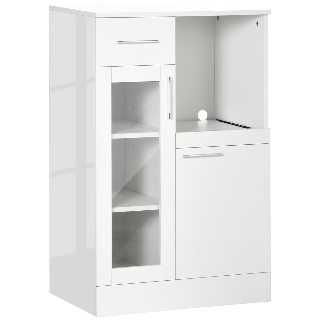 Easycomfort Credenza Moderna with Armadietti e Cassetto in Legno e Vetro, 60x40x95cm, white