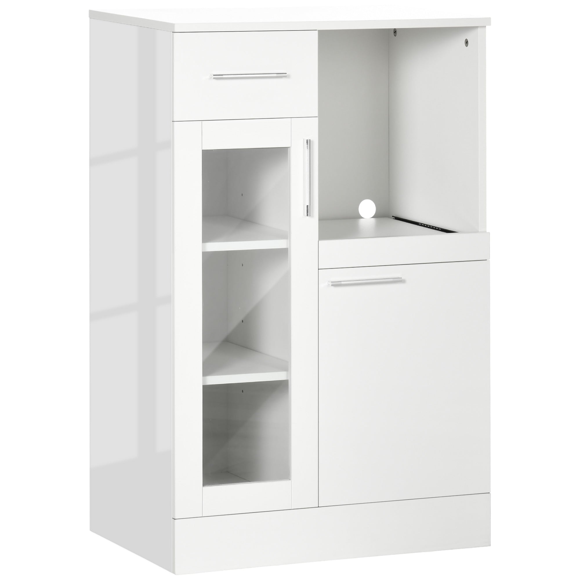 Easycomfort Credenza Moderna with Armadietti e Cassetto in Legno e Vetro, 60x40x95cm, white