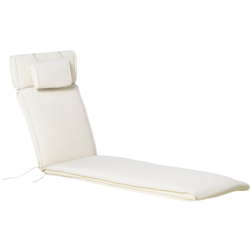 EASYCOMFORT Cushion for Deckchairs, Garden Sun Lounger, Cream White, 198x53x5cm