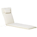 EASYCOMFORT Cushion for Deckchairs, Garden Sun Lounger, Cream White, 198x53x5cm