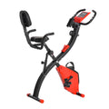 Easycomfort Cyclette Pieghevole 2 in 1, Resistenza Magnetica Regolabile 8 Livelli, Bici da Fitness with Sensore di Frequenza Cardiaca, Elastici per Braccia, Schermo LCD, Rosso