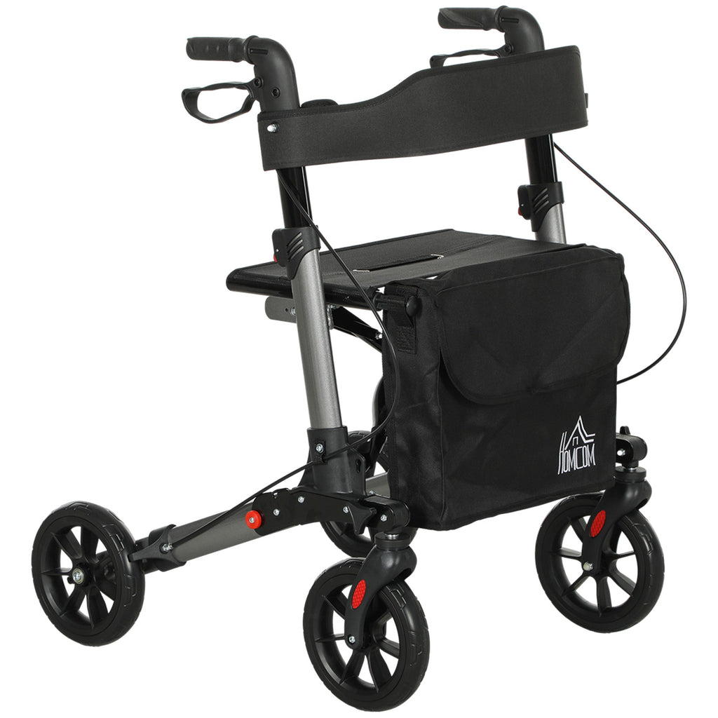 EasyComfort Deambulatore Pieghevole in Allumino ad Altezza Regolabile with Borsa, 64x67x80-92 cm, black e Argento
