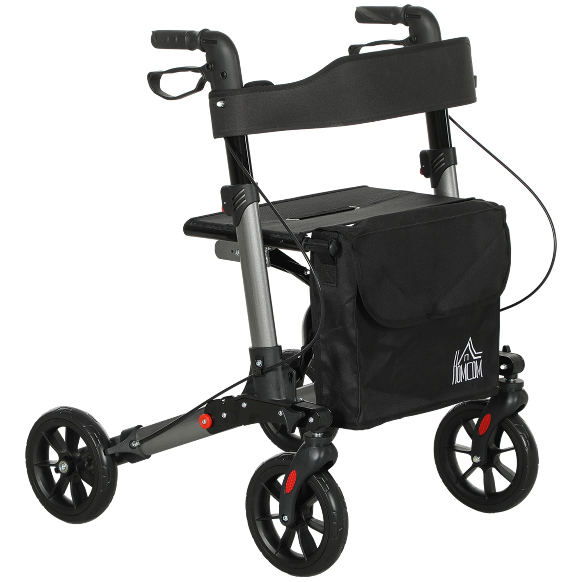 EasyComfort Deambulatore Pieghevole in Allumino ad Altezza Regolabile with Borsa, 64x67x80-92 cm, black e Argento