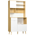 Easycomfort Dispensa da Cucina in Truciolato with Armadietti, Cassetti, Ripiani Regolabili e Appendino, 93x40x180 cm