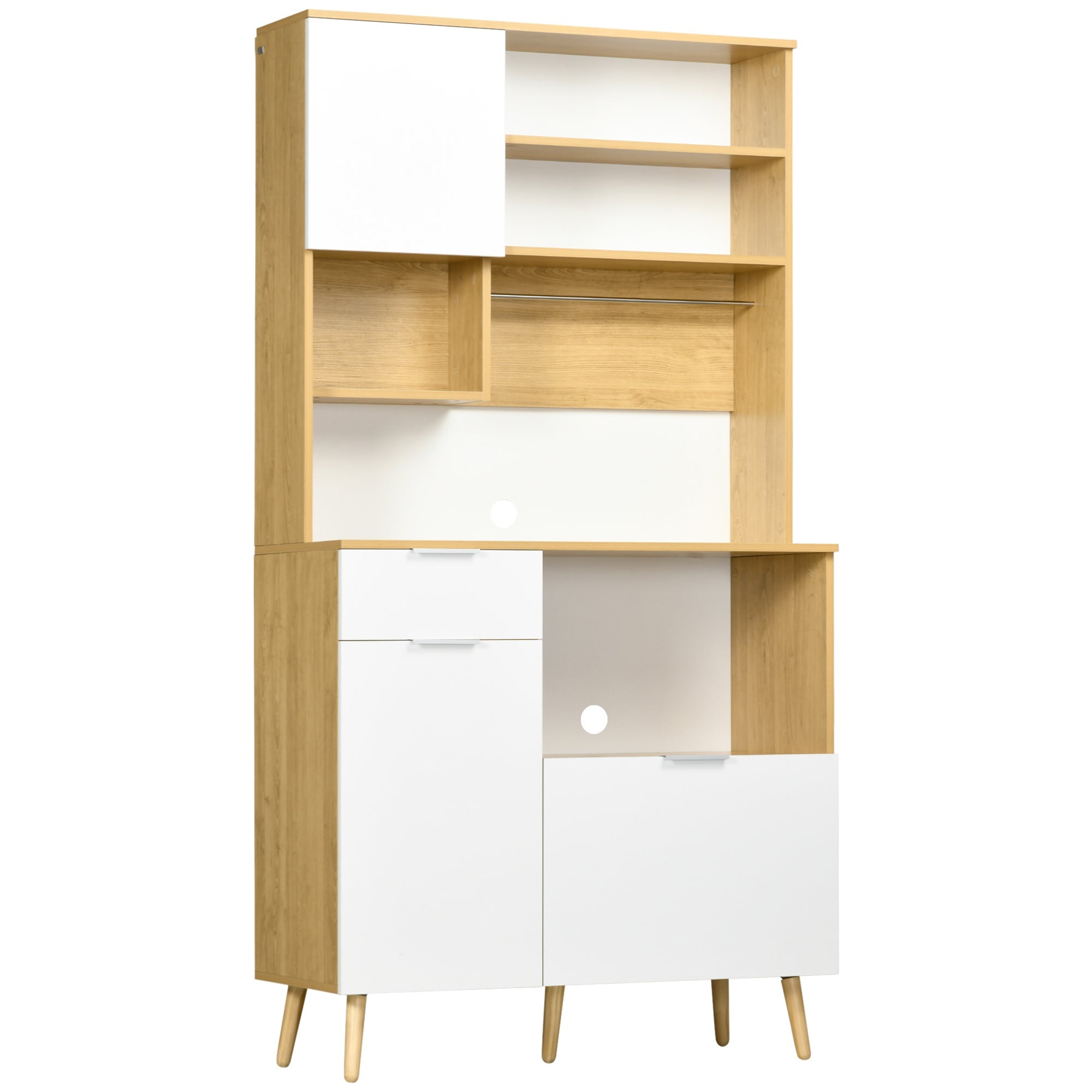 Easycomfort Dispensa da Cucina in Truciolato with Armadietti, Cassetti, Ripiani Regolabili e Appendino, 93x40x180 cm