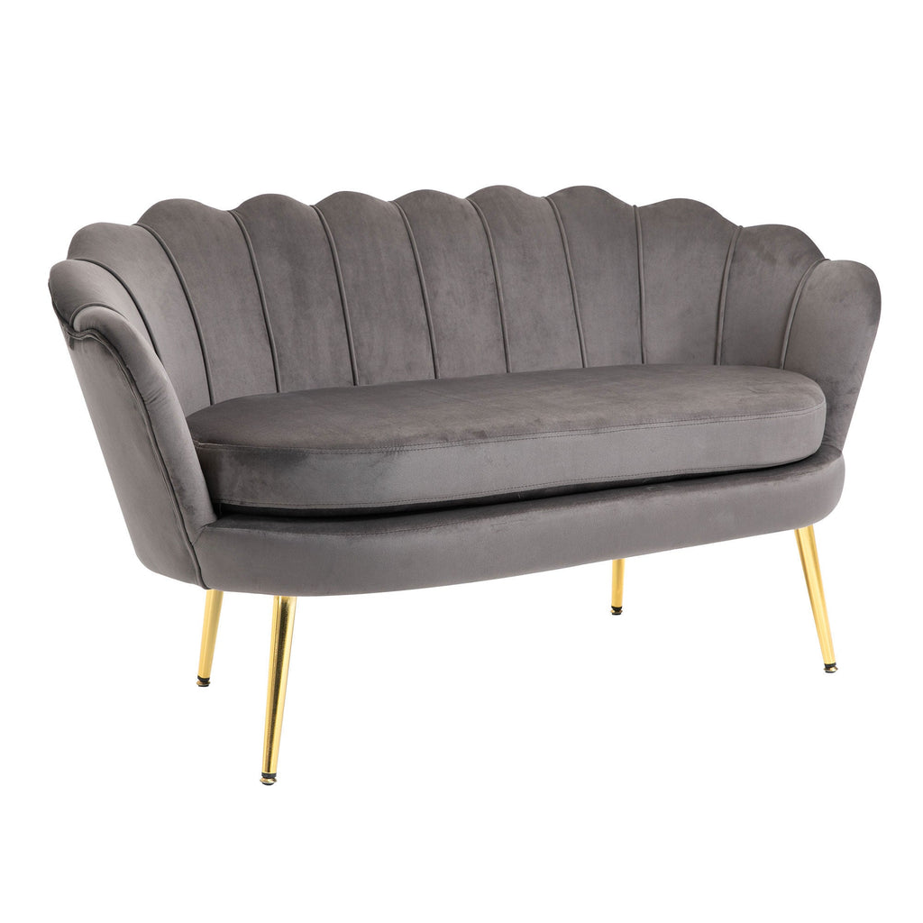 Easycomfort Divanetto 2 Posti in Tessuto Effetto Velluto with Braccioli, Divano Moderno with Seduta Imbottita per Camera da Letto e Soggiorno, 133x63x75cm, Grigio
