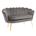 Easycomfort Divanetto 2 Posti in Tessuto Effetto Velluto with Braccioli, Divano Moderno with Seduta Imbottita per Camera da Letto e Soggiorno, 133x63x75cm, Grigio