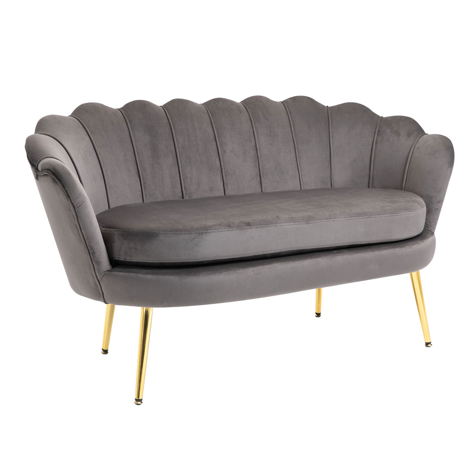 Easycomfort Divanetto 2 Posti in Tessuto Effetto Velluto with Braccioli, Divano Moderno with Seduta Imbottita per Camera da Letto e Soggiorno, 133x63x75cm, Grigio