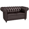 EasyComfort Divano 2 Posti stile Chesterfield with Cuscino Rimovibile, in Ecopelle, Legno e Metallo, 160x84x80 cm, Marrone
