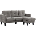 EasyComfort Divano Angolare 3 Posti with Cuscino per Seduta e Schienale, in Tessuto Effetto Ciniglia, 186x130x84 cm, Tortora