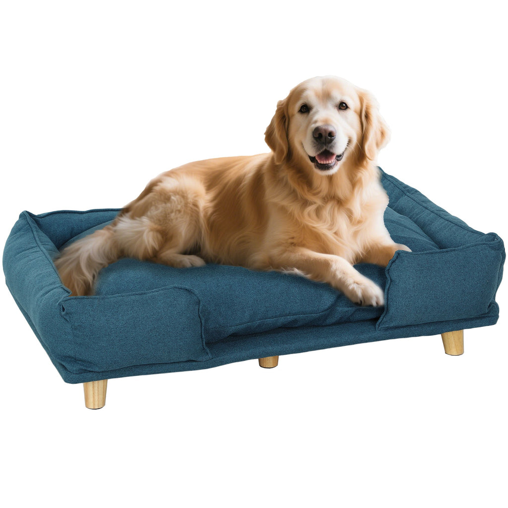 EasyComfort Divano Lettino per Cani Grandi fino 30 kg da Interno con Cuscino Rimovibile, 96x66x24 cm, Blu