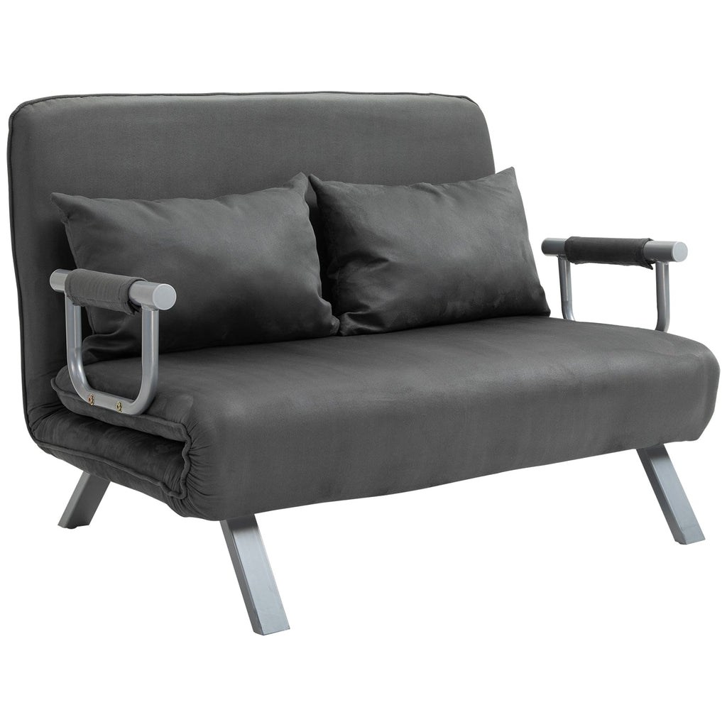 Easycomfort Divano Letto 2 Posti in Similpelle e Acciaio with Seduta Regolabile in 5 Posizioni, 105x80x78 cm, Grigio