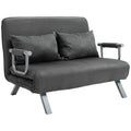 Easycomfort Divano Letto 2 Posti in Similpelle e Acciaio with Seduta Regolabile in 5 Posizioni, 105x80x78 cm, Grigio
