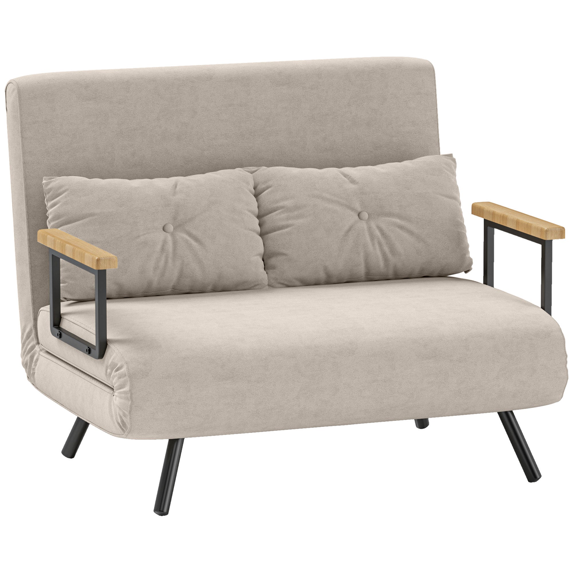 EasyComfort Divano Letto 3 in 1 in Tessuto Effetto Velluto with Schienale Regolabile e 2 Cuscini, 102x73x81 cm, white Crema