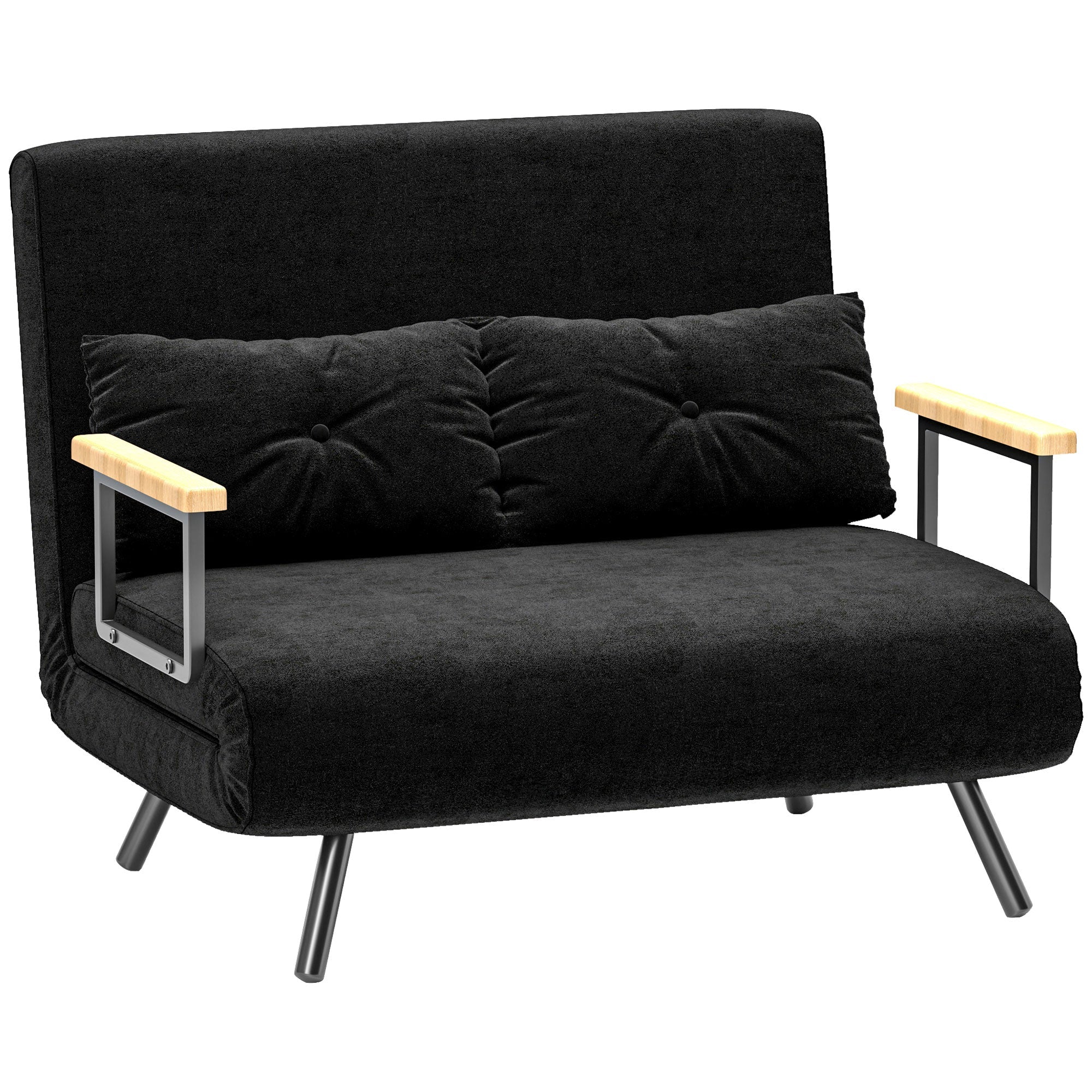 EasyComfort Divano Letto 3 in 1 in Tessuto Effetto Velluto with Schienale Regolabile e 2 Cuscini, 102x73x81 cm, black