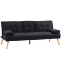 EasyComfort Divano Letto 3 Posti Reclinabile with Rivestimento Effetto Lino e Tavolino a Ribalta, Grigio