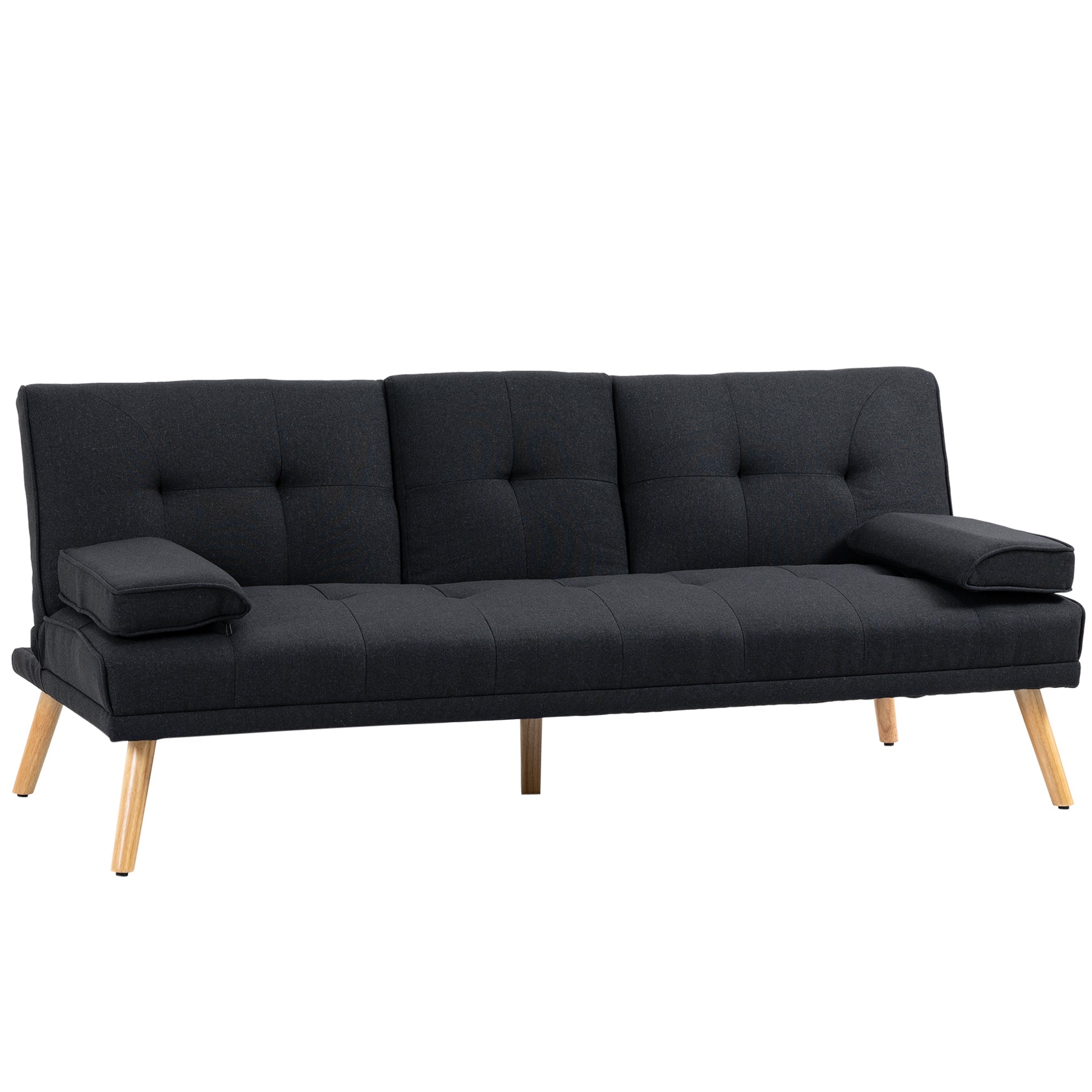EasyComfort Divano Letto 3 Posti Reclinabile with Rivestimento Effetto Lino e Tavolino a Ribalta, Grigio