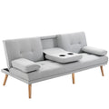Easycomfort Divano Letto 3 Posti Stile Scandinavo Reclinabile with Tavolino a Ribalta, 181x77x88 cm, Grigio