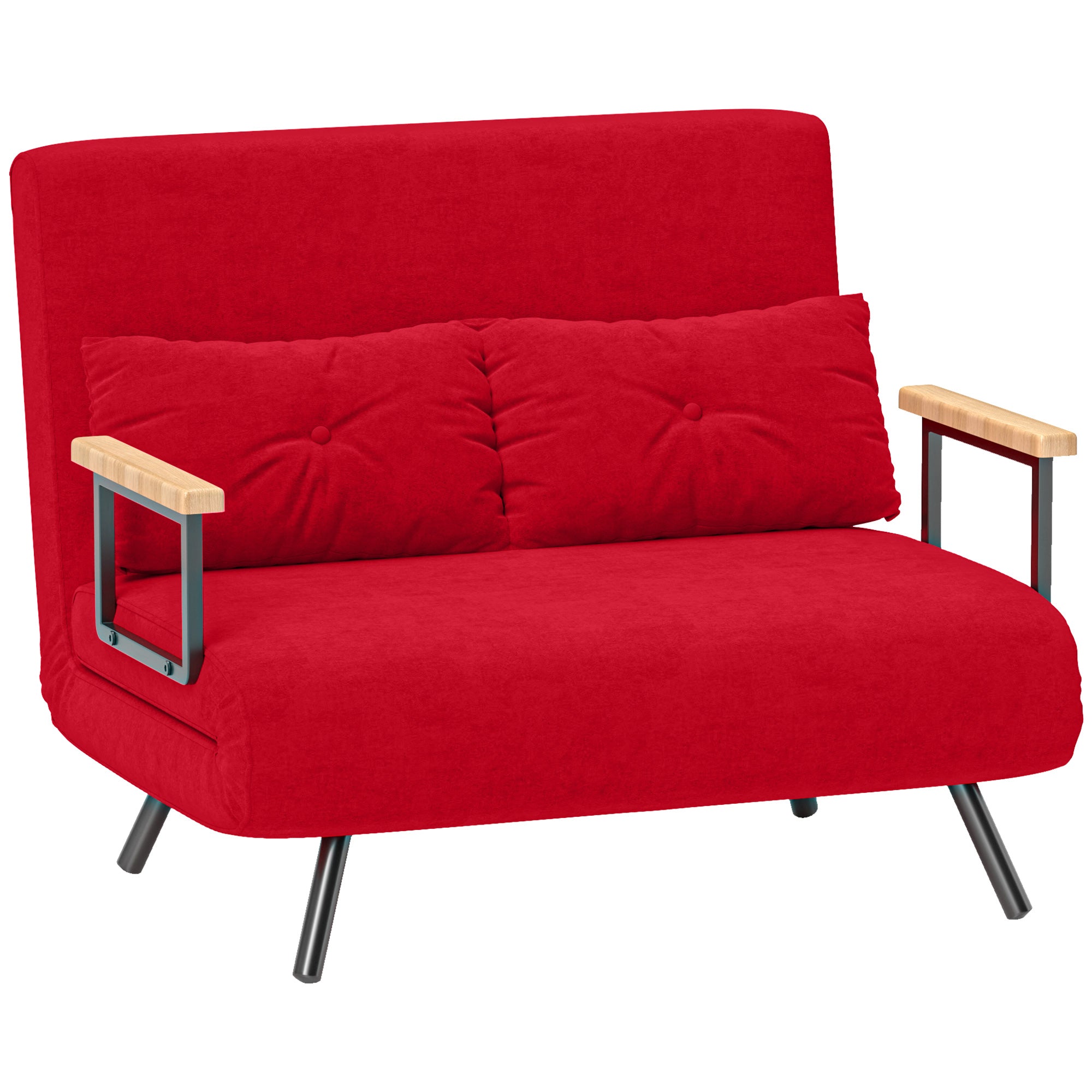 EasyComfort slaapbank velours verstelbare rugleuning, rood