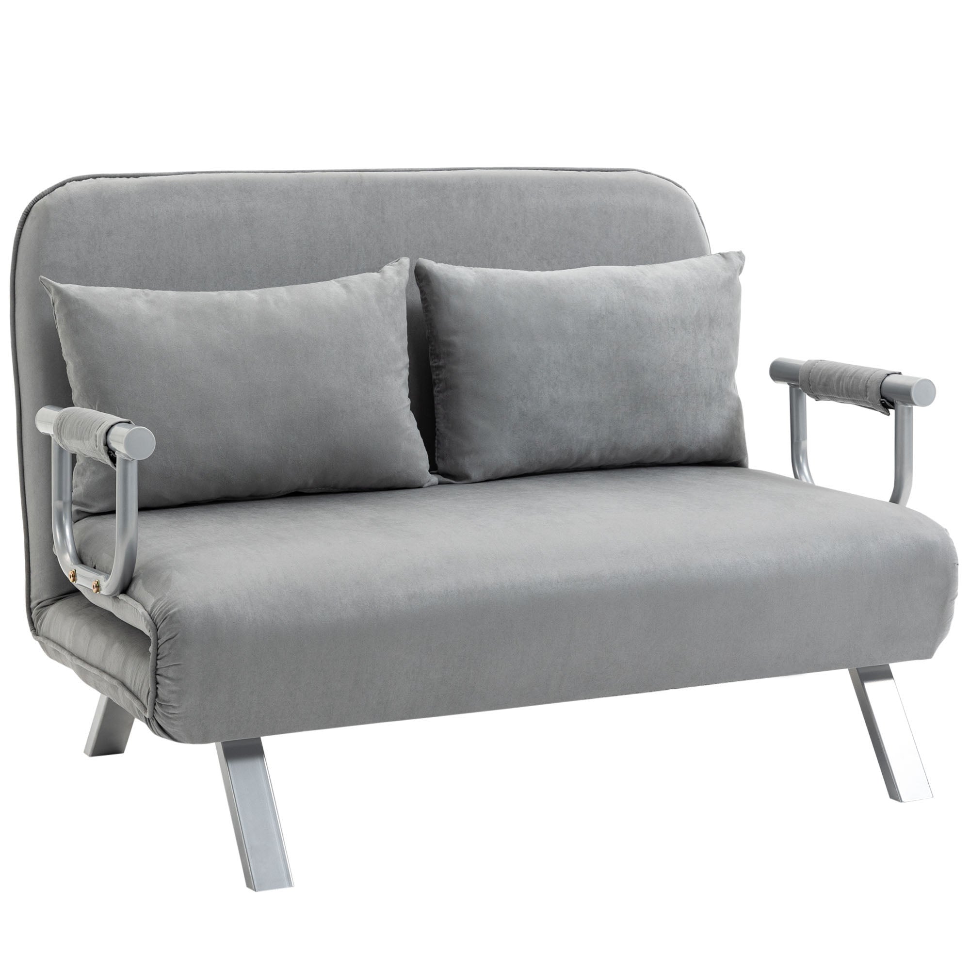 EasyComfort Divano Letto Singolo in Finta Pelle with Seduta Regolabile in 5 Posizioni, 105x80x78 cm, Grigio Chiaro