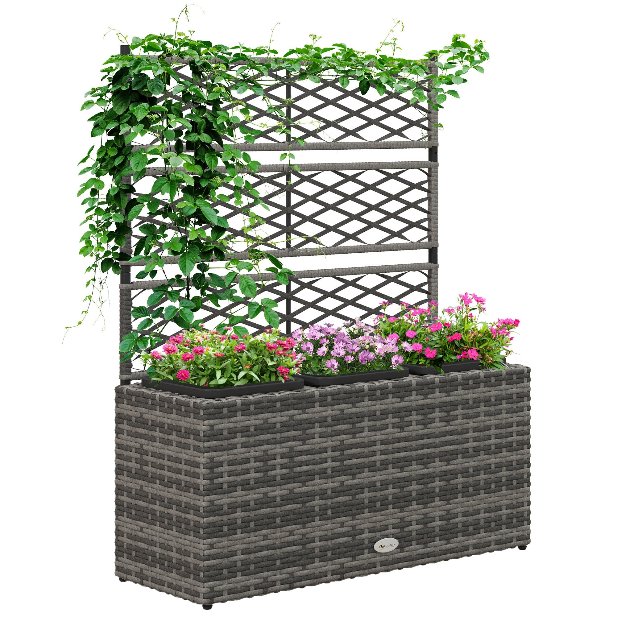 EasyComfort plantenbak met traliewerk en 3 potten