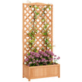 EasyComfort Fioriera with Traliccio per Rampicanti e Fondo Ampio, in Legno di Abete, 76x36x170 cm, Marrone
