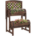 EasyComfort Fioriera da Esterno a 2 Livelli with Fori di Drenaggio e Griglia, in Legno di Abete, 42x49x80 cm, Marrone