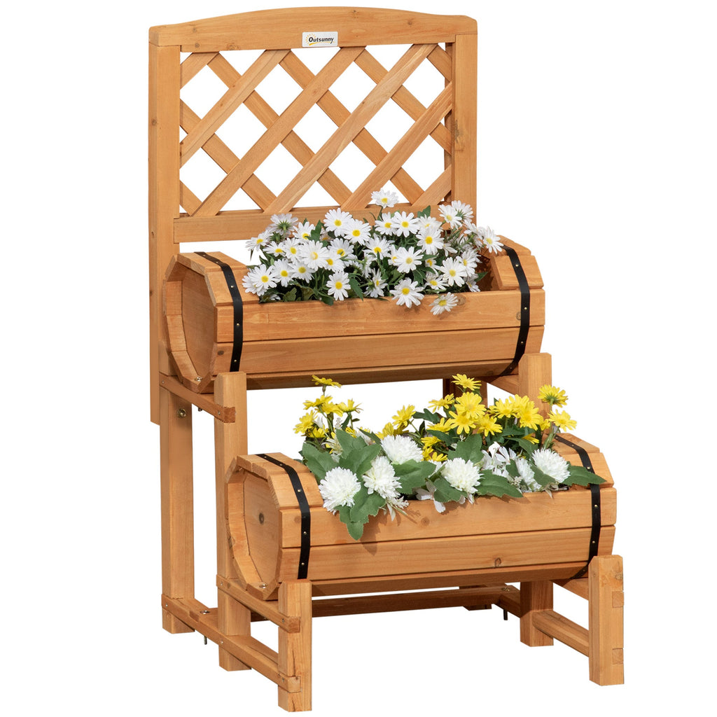 Easycomfort Fioriera da Esterno a Mezza Botte in Legno d'Abete with Design Verticale Rialzato, 45x45x80 cm
