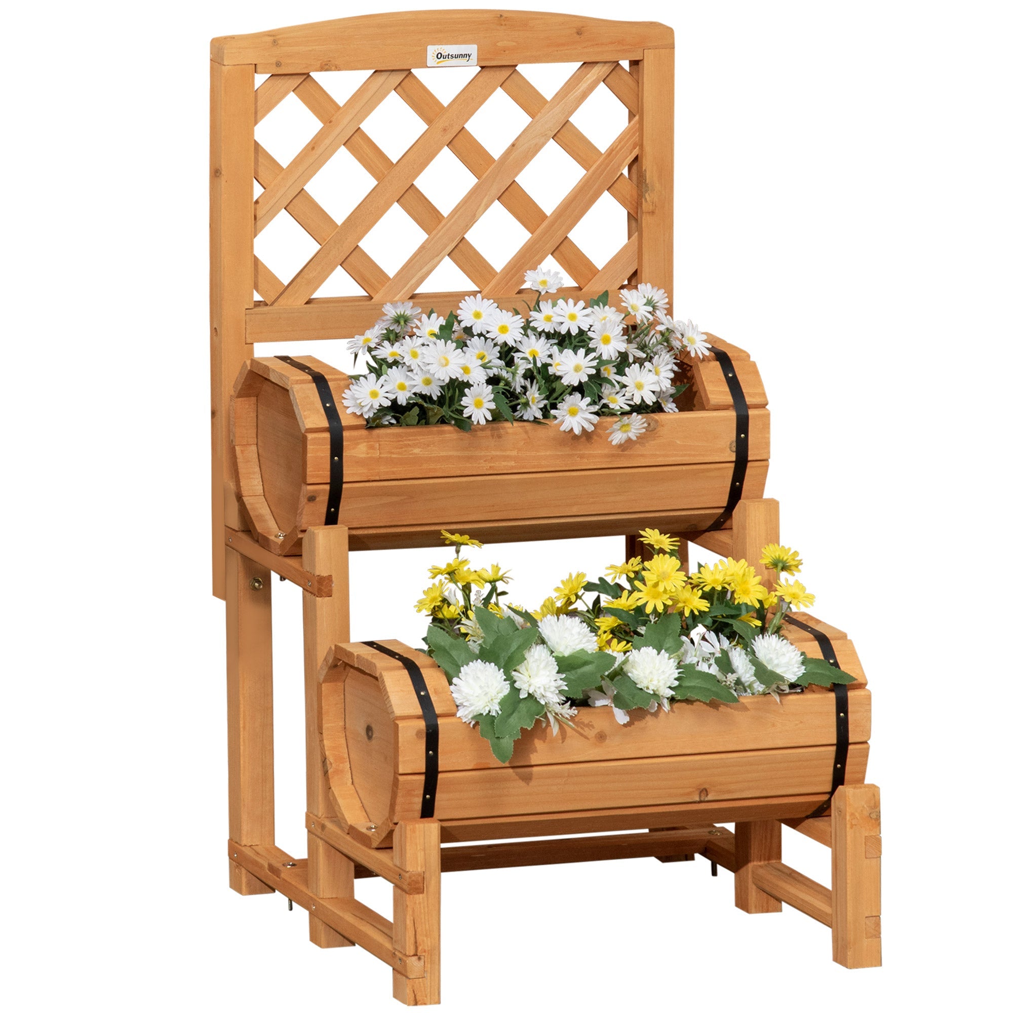 Easycomfort Fioriera da Esterno a Mezza Botte in Legno d'Abete with Design Verticale Rialzato, 45x45x80 cm