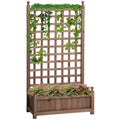 EasyComfort Fioriera da Esterno in Legno with Grigliato per Piante Rampicanti, 64x28x120cm, Marrone