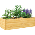 EasyComfort Fioriera da Esterno in Legno di Abete Divisa in 3 Aree with Strato in Tessuto non Tessuto, 140x60x40 cm
