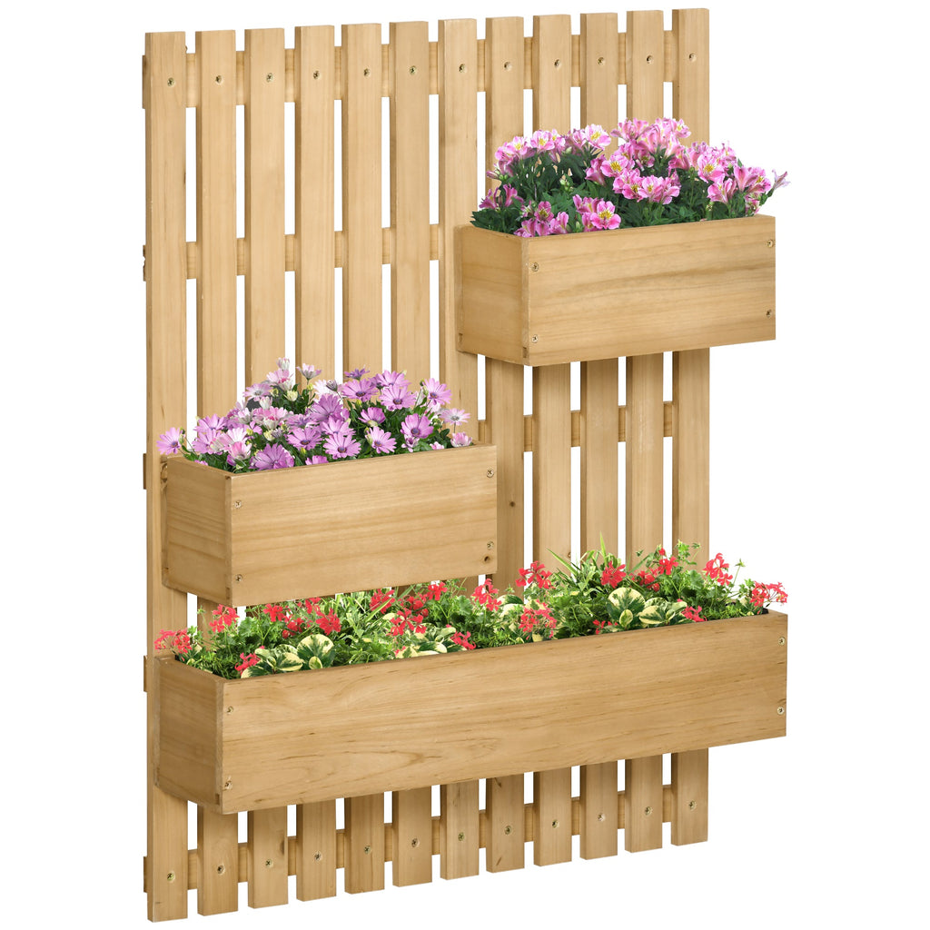 Easycomfort Fioriera da Esterno Verticale in Legno with 3 Vasi Rimovibili, 60x16x80cm
