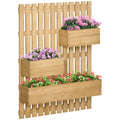 Easycomfort Fioriera da Esterno Verticale in Legno with 3 Vasi Rimovibili, 60x16x80cm