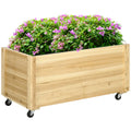 EasyComfort Fioriera da Giardino with Foro di Drenaggio e Rotelle, in Legno di Abete, 89x48x47 cm