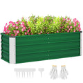 EasyComfort Fioriera da Giardino Senza Fondo with 2 Aree di Coltivazione, in Acciaio, 125x47x40 cm, Verde