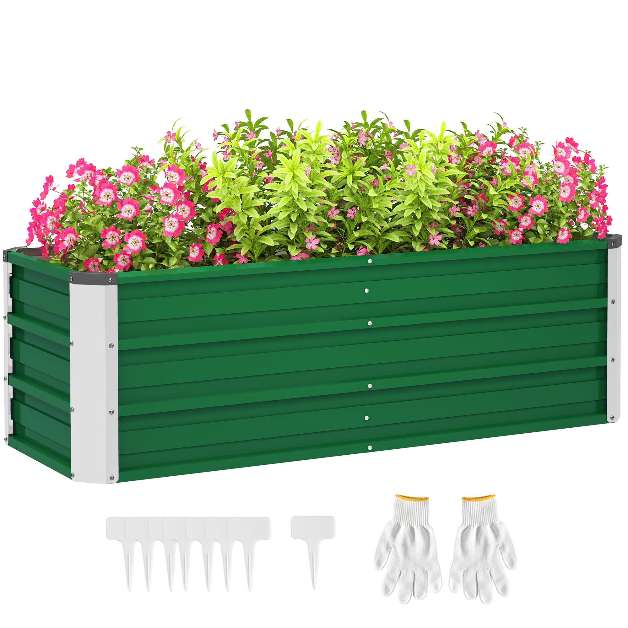 EasyComfort Fioriera da Giardino Senza Fondo with 2 Aree di Coltivazione, in Acciaio, 125x47x40 cm, Verde