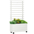 Easycomfort Fioriera Verticale with 4 Ruote e Traliccio per Piante Rampicanti in Legno, 76x30x155cm, white