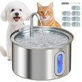 EasyComfort Fontanella per Gatto 2.5L con Luce LED e 2 Modalità di Flusso, in Acciaio Inox, 19.4x19.4x18.7 cm, Argento