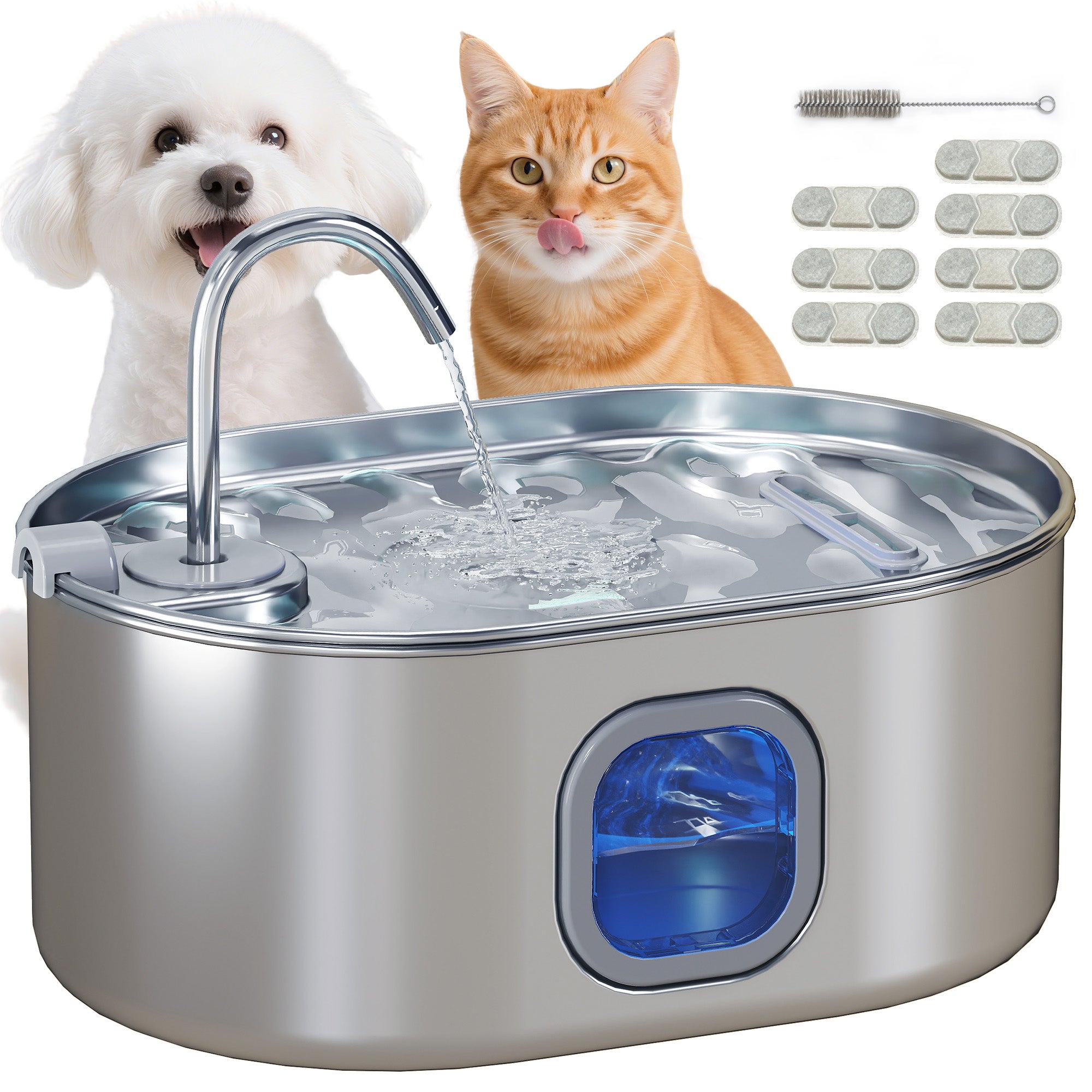 EasyComfort Kattenfontein 7L RVS 304 met LED