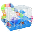 EASYCOMFORT 2-Tier Hamster Cage with Water Tank, Tray, Tube and Hamster Wheel, 46x30x37cm