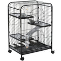 EASYCOMFORT Cage for Rodents with Wheels, Bowl and Bottle, 64x43.5x93cm, Black