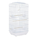 EASYCOMFORT Bird Cage with Perches, Swing and Bowls, Aviary in Metal and Plastic, 46.5x35.5x92cm, White