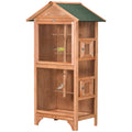 EasyComfort Gabbia per Uccelli in Legno e Metallo a 3 Aperture con 4 Posatoi e Vassoio Rimovibile, 80.5x57x153 cm, Arancione