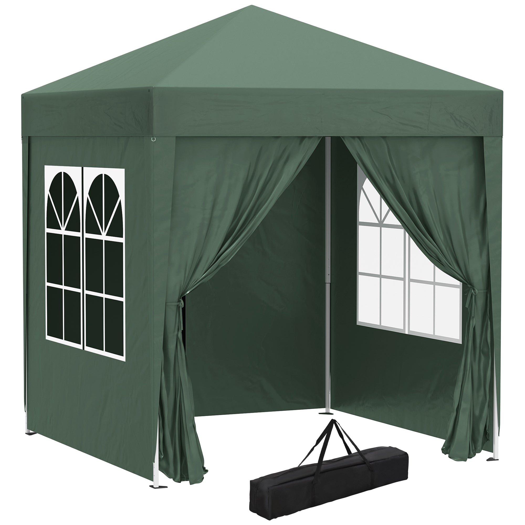 EasyComfort Gazebo 2x2 m Pieghevole with 4 Pareti Rimovibili e Borsa da Trasporto, in Metallo e Poliestere, Verde