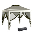 EasyComfort Gazebo da Esterno ad Altezza Regolabile with Zanzariere, in Metallo e Tessuto Oxford, 3.3x3.3x2.8 m, Grigio Scuro