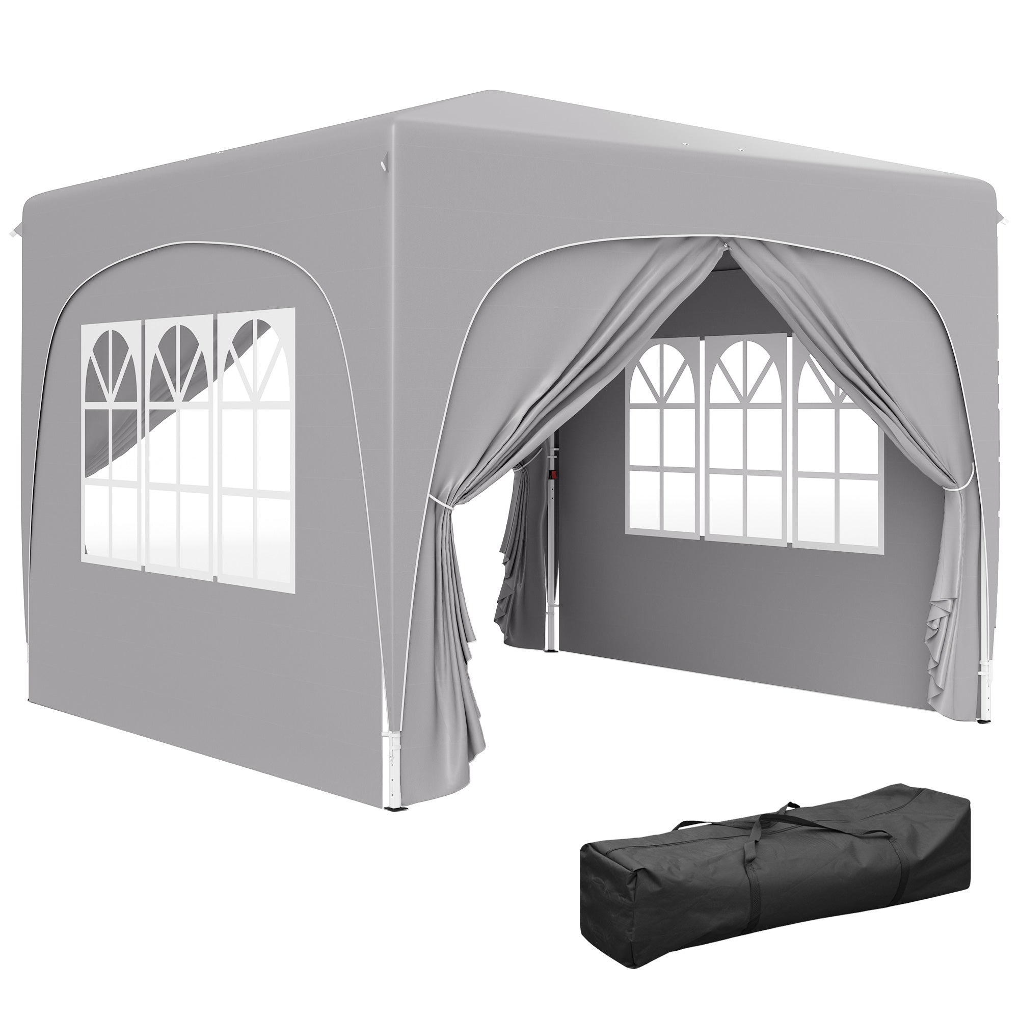 EasyComfort Gazebo 3x3 m inklapbaar lichtgrijs
