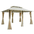 Easycomfort Gazebo da Giardino 3x4 m with Tende e Tetto a 2 Livelli white Crema