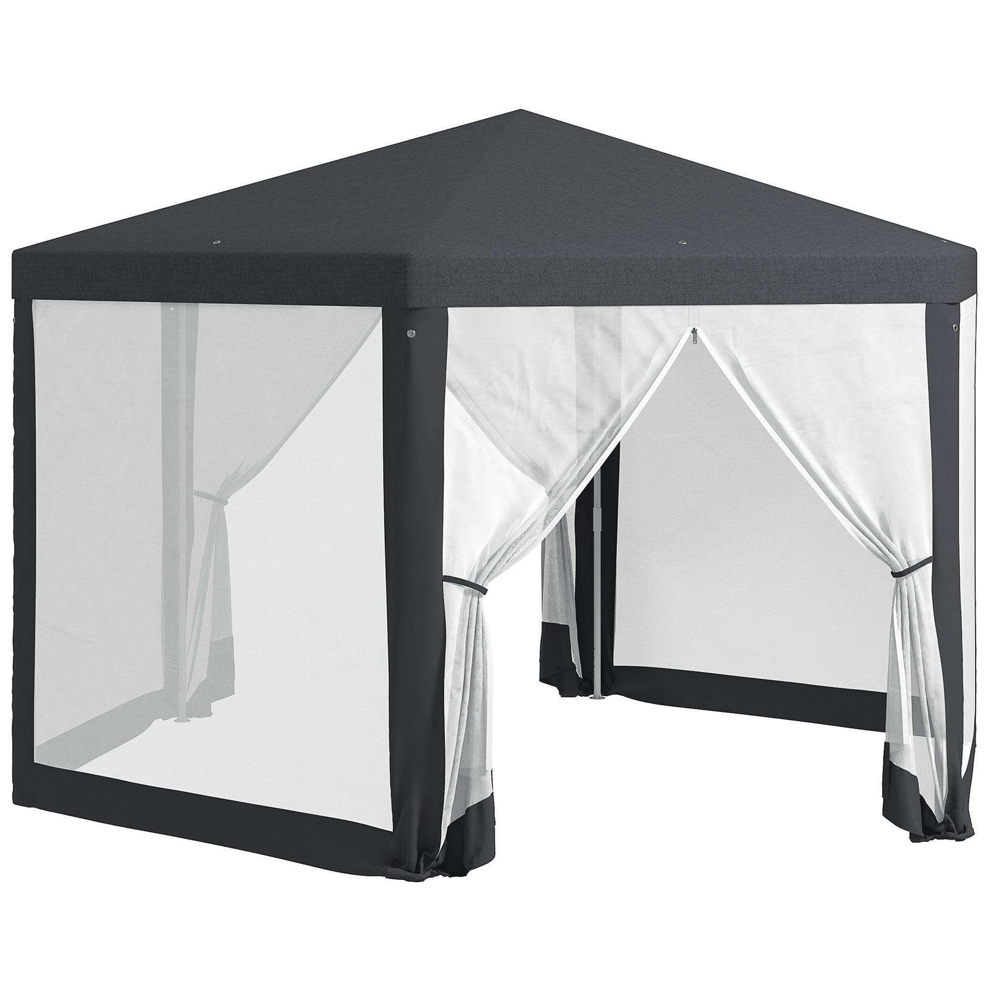 EasyComfort Gazebo da Giardino Esagonale with Doppio Ingresso, in Metallo e Poliestere, 3.94x3.94x2.5 m, Grigio