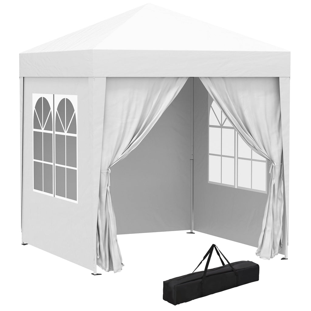 EasyComfort Gazebo Pieghevole Pop Up 2x2 m with 4 Pareti Rimovibili in Poliestere e Acciaio, white